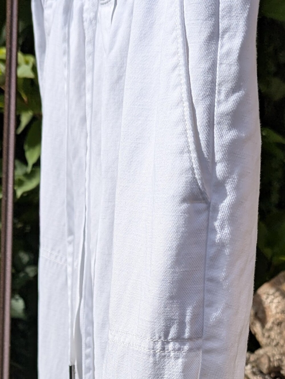 BANANA REPUBLIC White Linen Blend Pants Coastal Grandmother Cropped Breezy - Picture 7 of 17